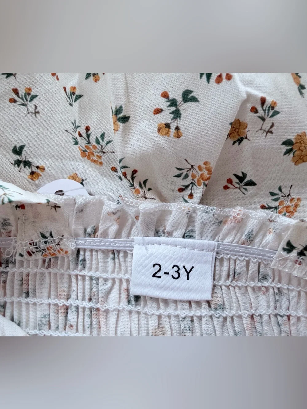 NWT Girls Floral Smocked 3-Piece Set with Gold Bow Headband